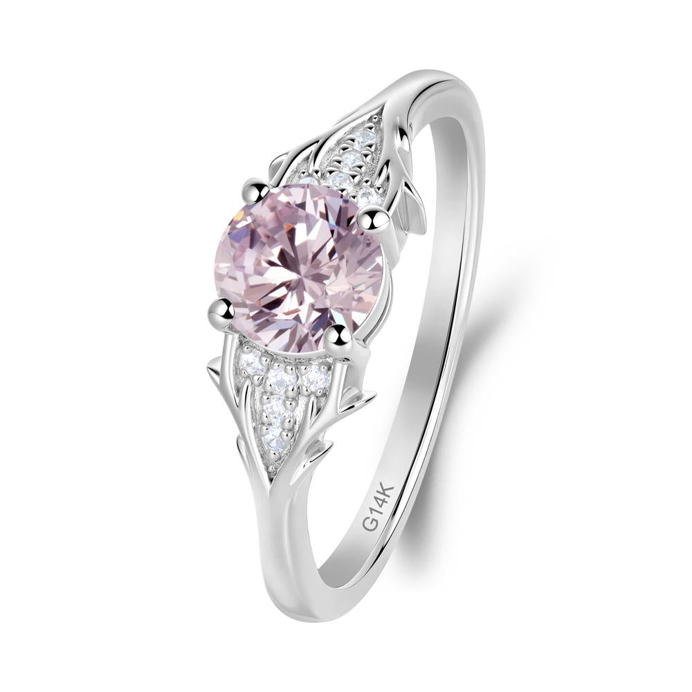 Round Pink Cubic Zirconia Branch Engagement Ring - LUO Jewelry #metal_14k white gold