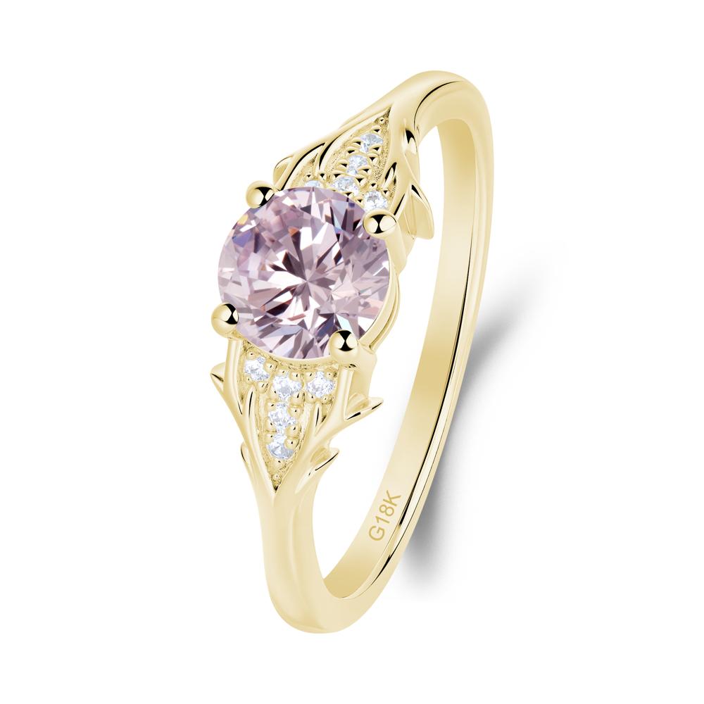 Round Pink Cubic Zirconia Branch Engagement Ring - LUO Jewelry #metal_18k yellow gold