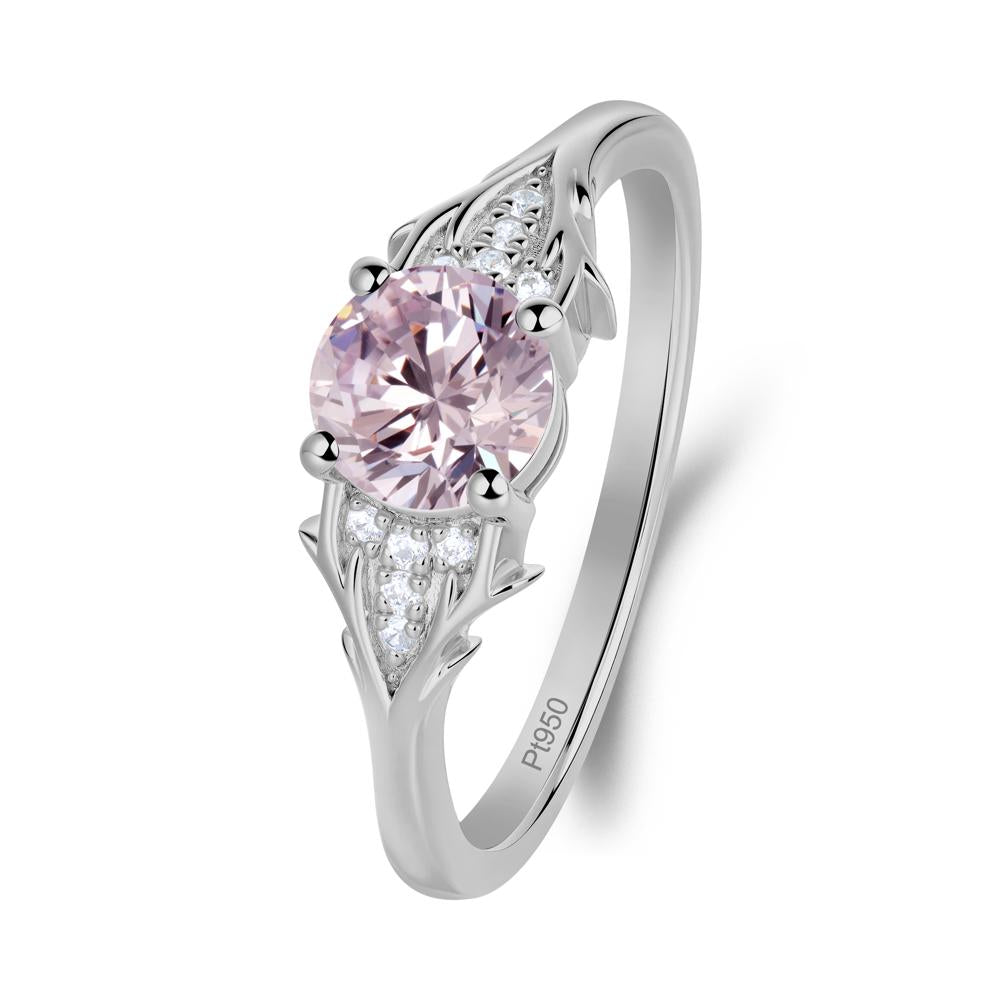 Round Pink Cubic Zirconia Branch Engagement Ring - LUO Jewelry #metal_platinum