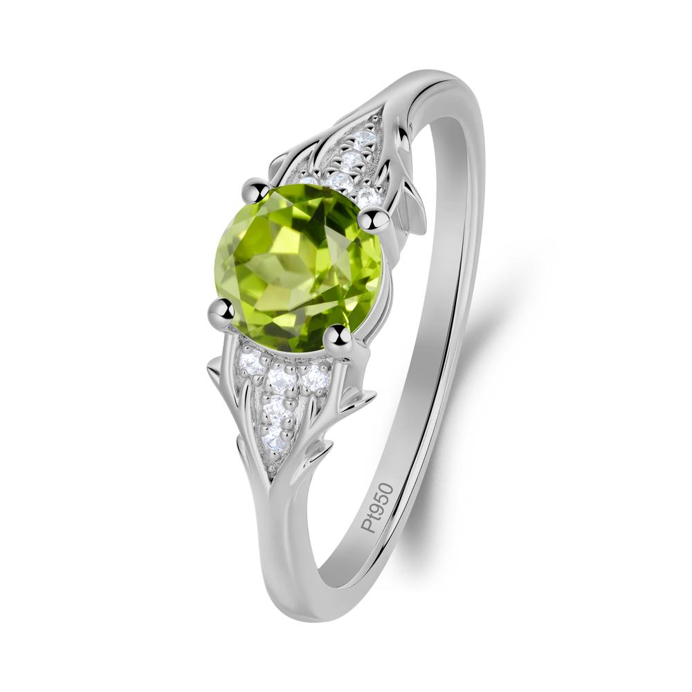 Nature Inspired Twig Textures Peridot Ring - LUO Jewelry #metal_platinum