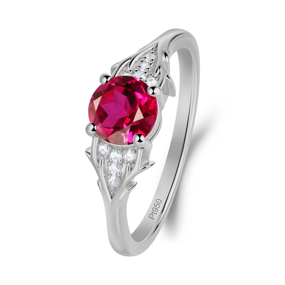 Nature Inspired Twig Textures Ruby Ring - LUO Jewelry #metal_platinum