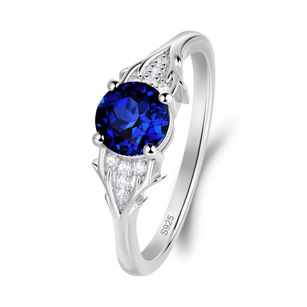 Round Sapphire Branch Engagement Ring - LUO Jewelry #metal_sterling silver