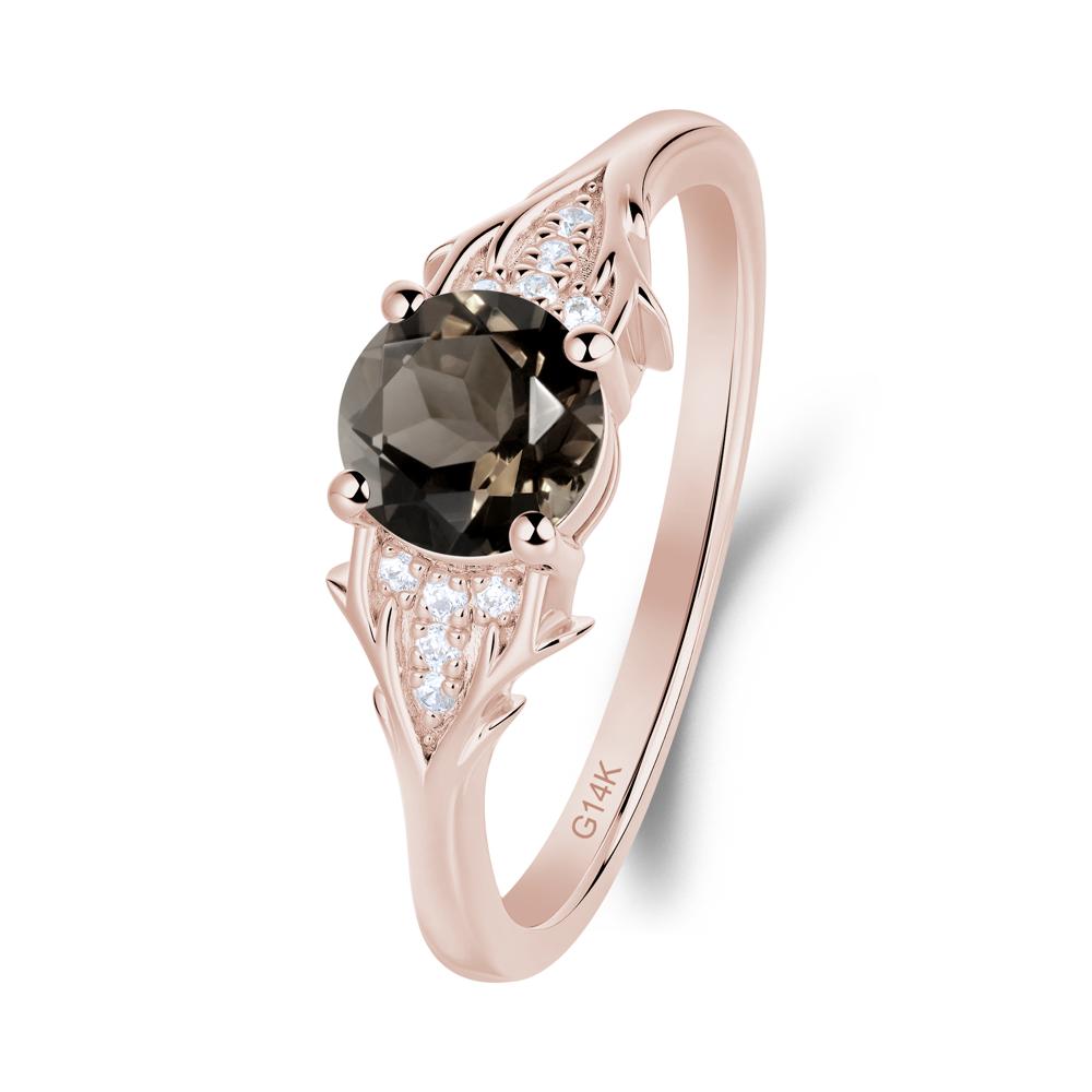 Round Smoky Quartz Branch Engagement Ring - LUO Jewelry #metal_14k rose gold