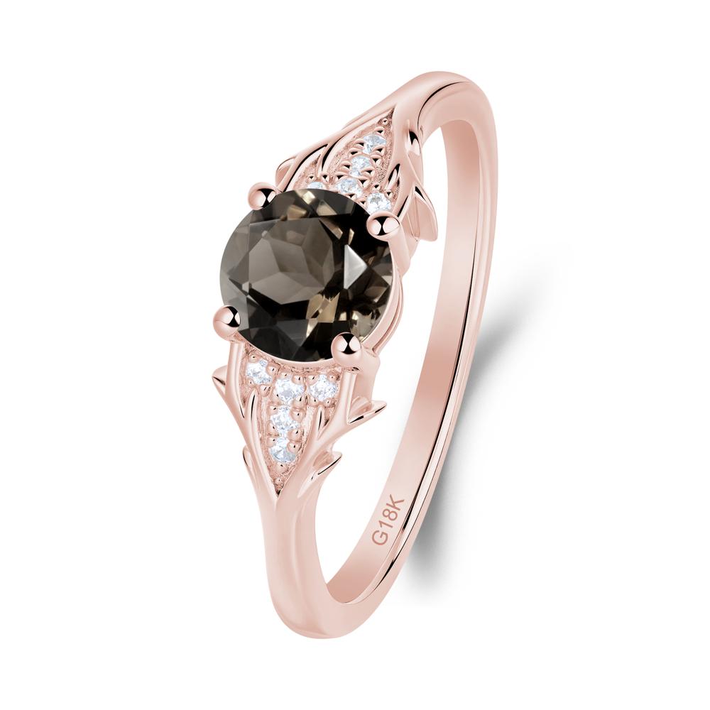 Round Smoky Quartz Branch Engagement Ring - LUO Jewelry #metal_18k rose gold