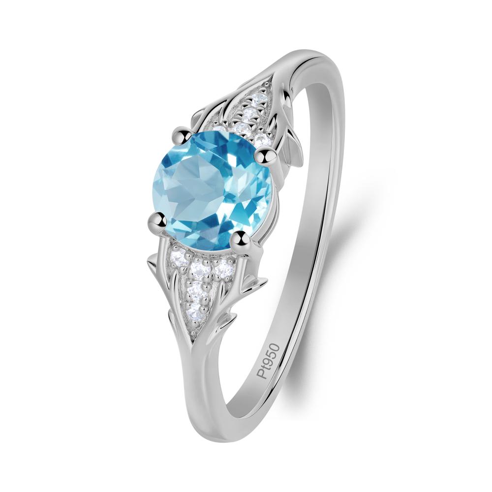 Nature Inspired Twig Textures Swiss Blue Topaz Ring - LUO Jewelry #metal_platinum
