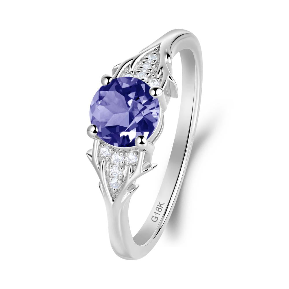Nature Inspired Twig Textures Tanzanite Ring - LUO Jewelry #metal_18k white gold