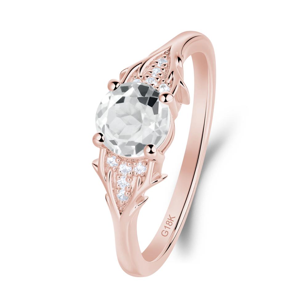 Round White Topaz Branch Engagement Ring - LUO Jewelry #metal_18k rose gold