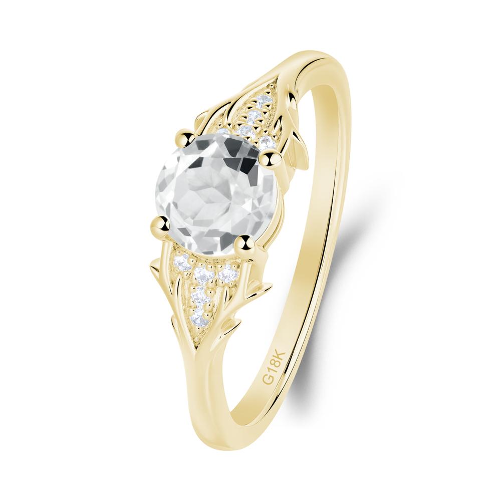 Round White Topaz Branch Engagement Ring - LUO Jewelry #metal_18k yellow gold