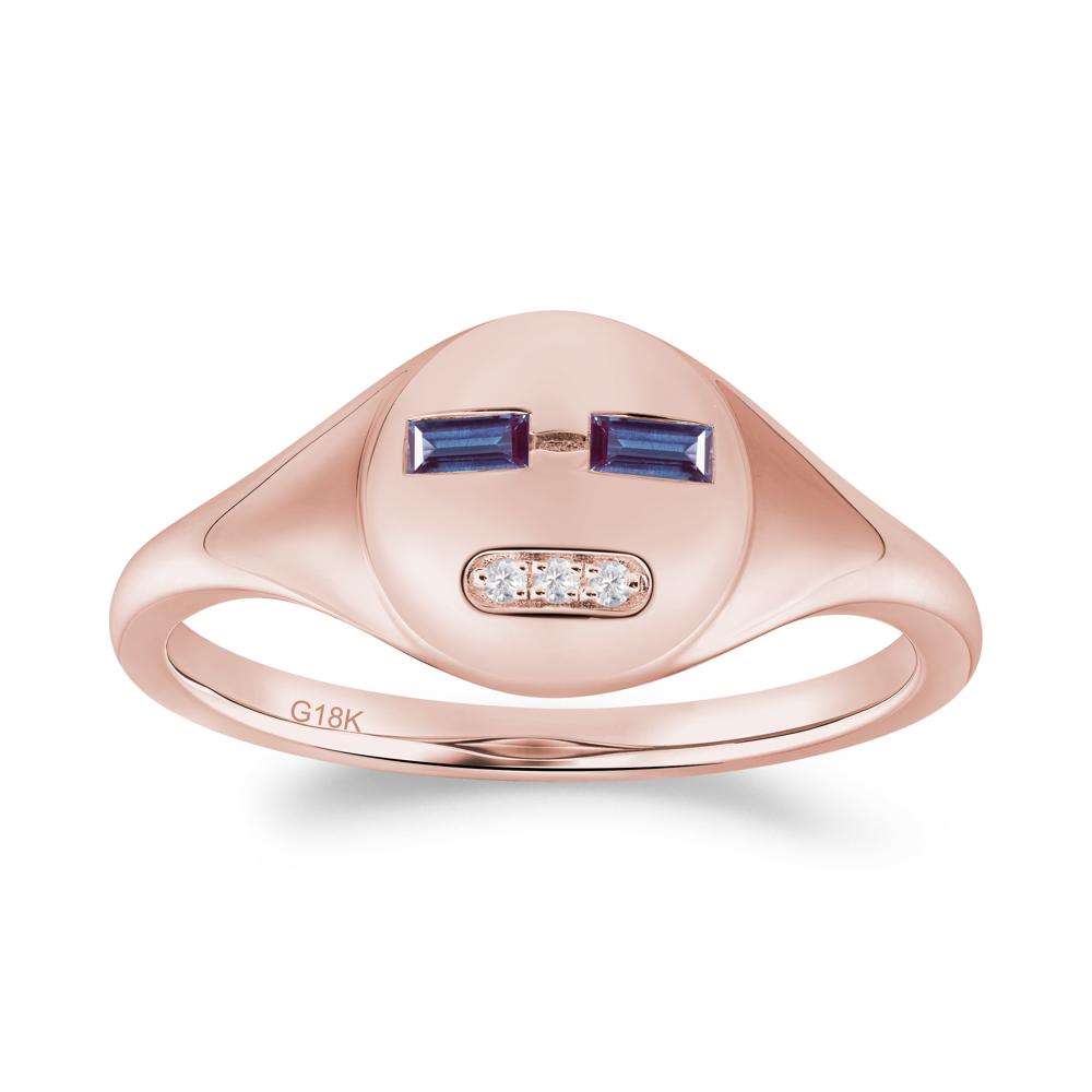 Abstract Face Inspired Alexandrite Signet Ring - LUO Jewelry #metal_18k rose gold