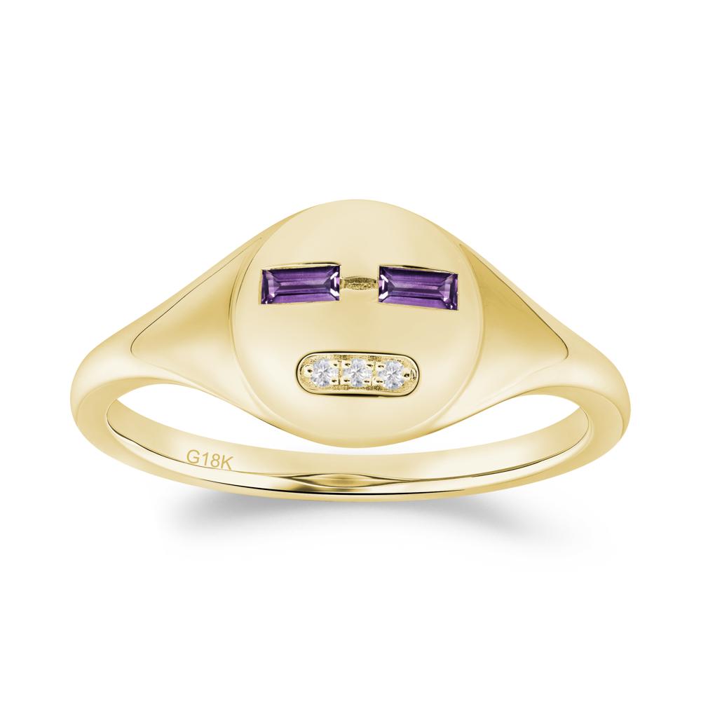 Abstract Face Inspired Amethyst Signet Ring - LUO Jewelry #metal_18k yellow gold