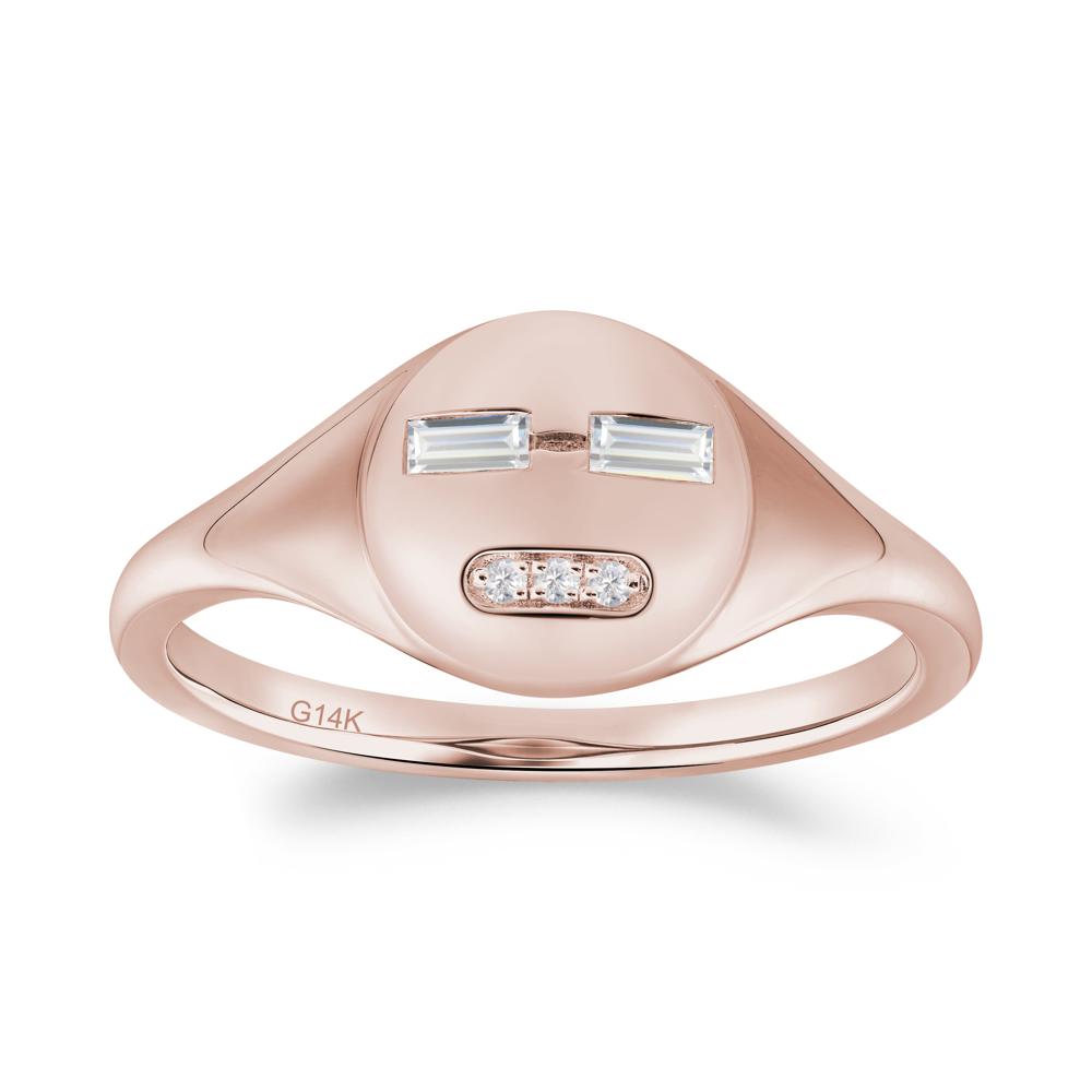 Abstract Face Inspired Cubic Zirconia Signet Ring - LUO Jewelry #metal_14k rose gold