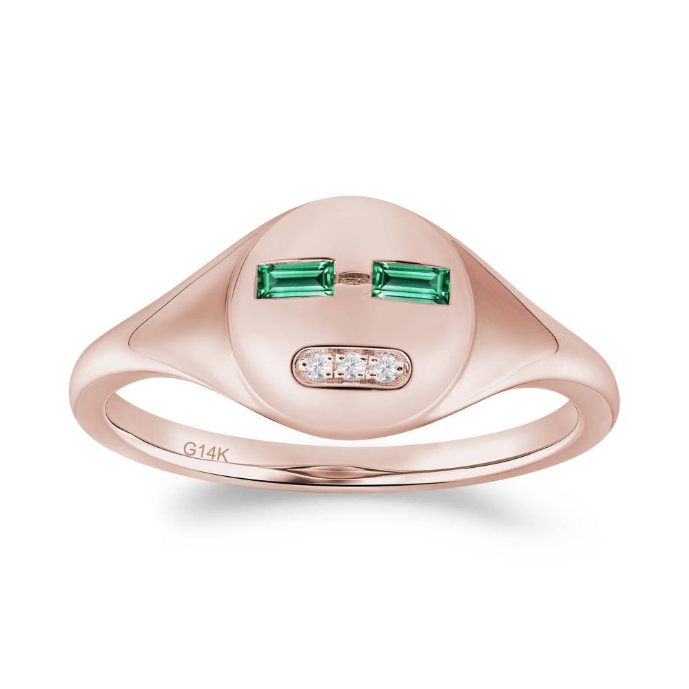 Abstract Face Inspired Emerald Signet Ring - LUO Jewelry #metal_14k rose gold