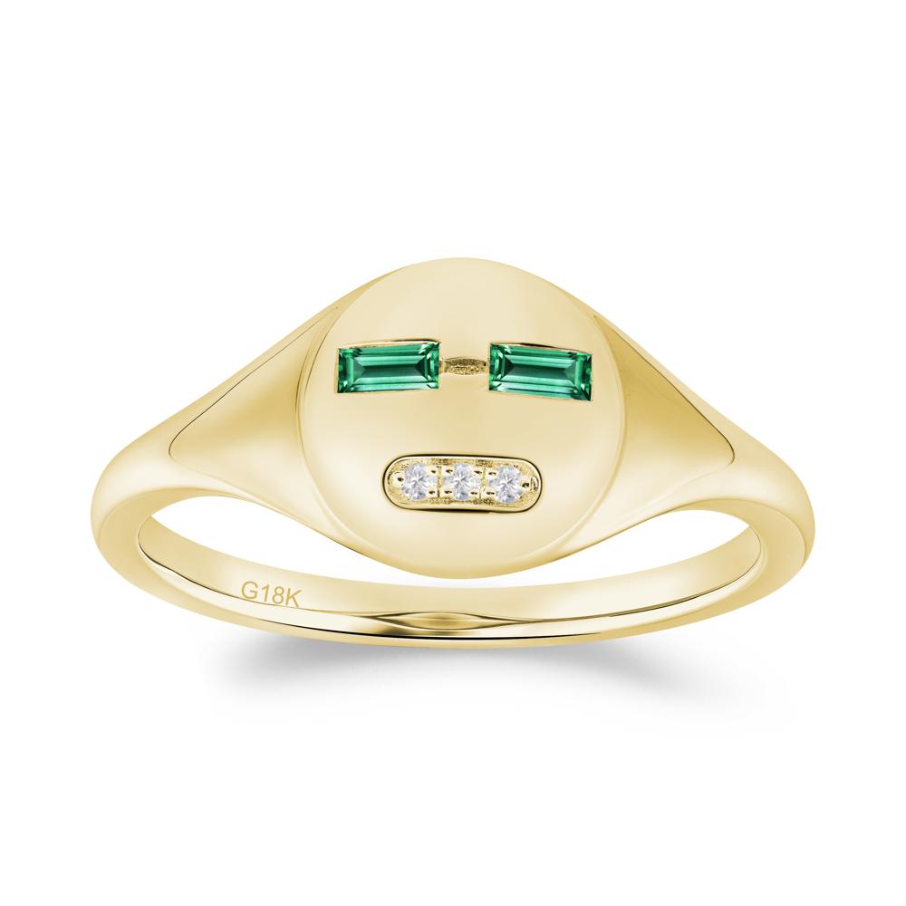 Abstract Face Inspired Emerald Signet Ring - LUO Jewelry #metal_18k yellow gold
