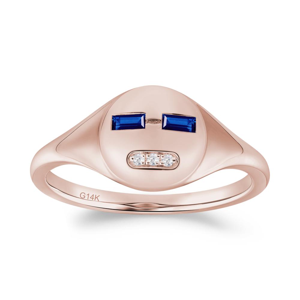 Abstract Face Inspired Sapphire Signet Ring - LUO Jewelry #metal_14k rose gold