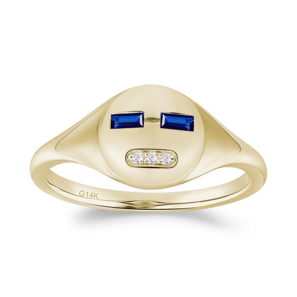 Abstract Face Inspired Sapphire Signet Ring - LUO Jewelry #metal_14k yellow gold