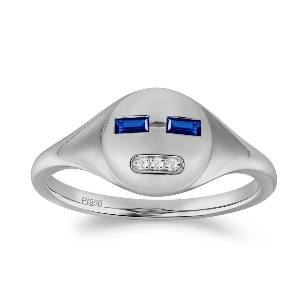Abstract Face Inspired Sapphire Signet Ring - LUO Jewelry #metal_platinum