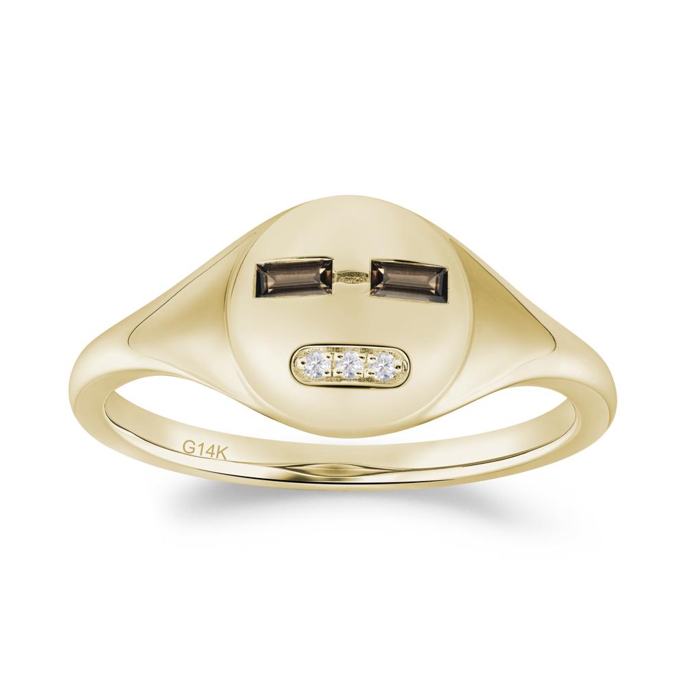 Abstract Face Inspired Smoky Quartz Signet Ring - LUO Jewelry #metal_14k yellow gold