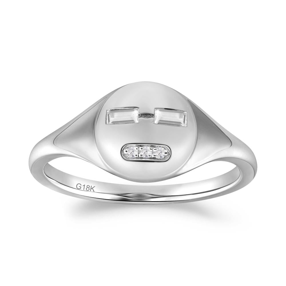 Abstract Face Inspired White Topaz Signet Ring - LUO Jewelry #metal_18k white gold