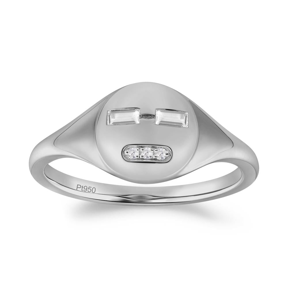 Abstract Face Inspired White Topaz Signet Ring - LUO Jewelry #metal_platinum