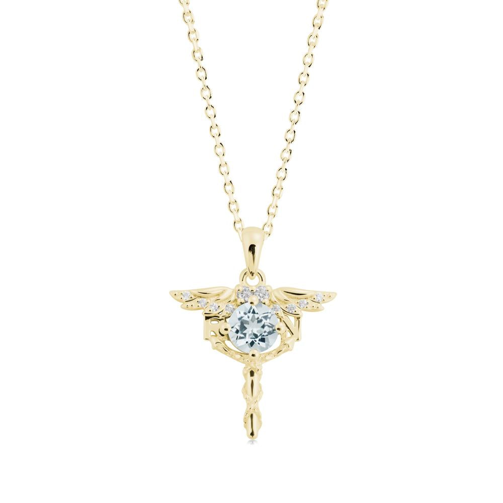 Aquamarine Rn Nurse Necklace - LUO Jewelry #metal_18k yellow gold