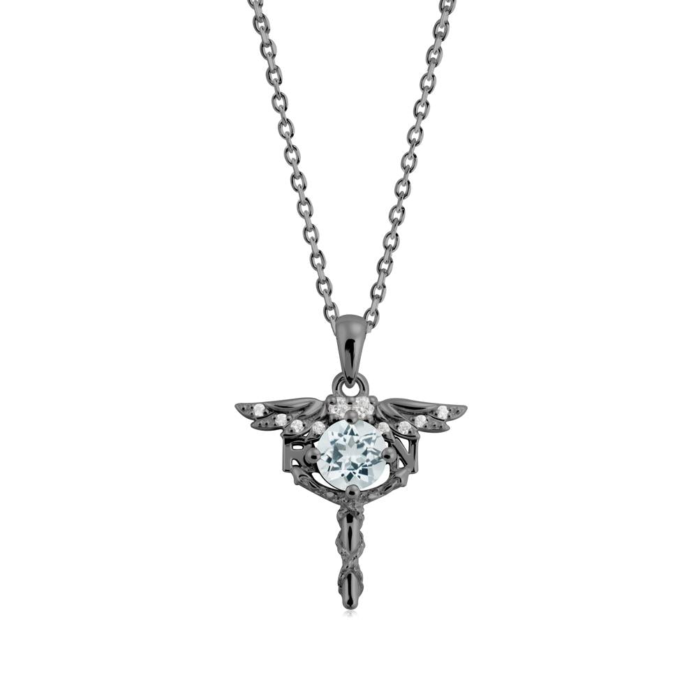 Aquamarine Rn Nurse Necklace - LUO Jewelry #metal_black finish sterling silver