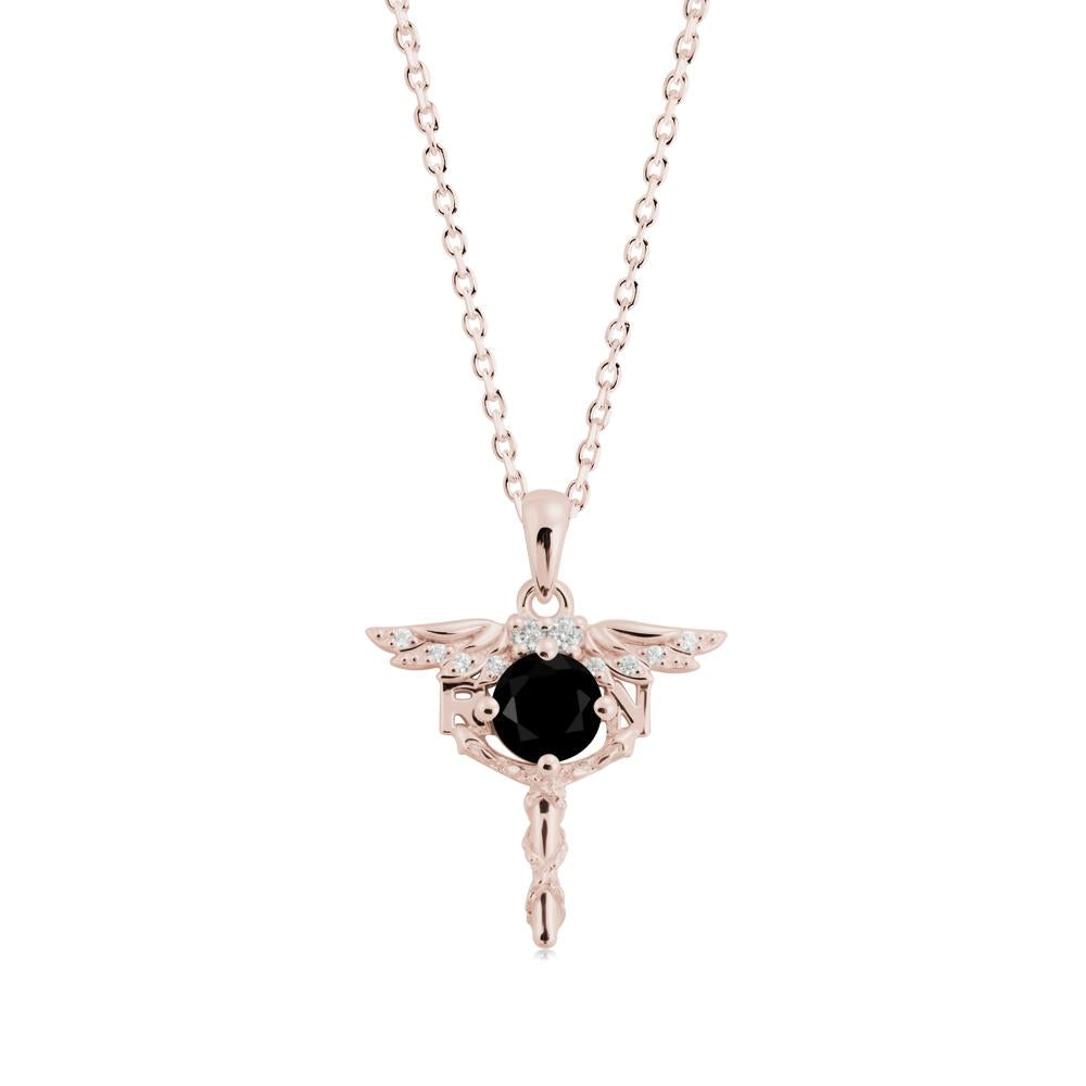 Black Spinel Registered Nurse Necklace - LUO Jewelry #metal_14k rose gold