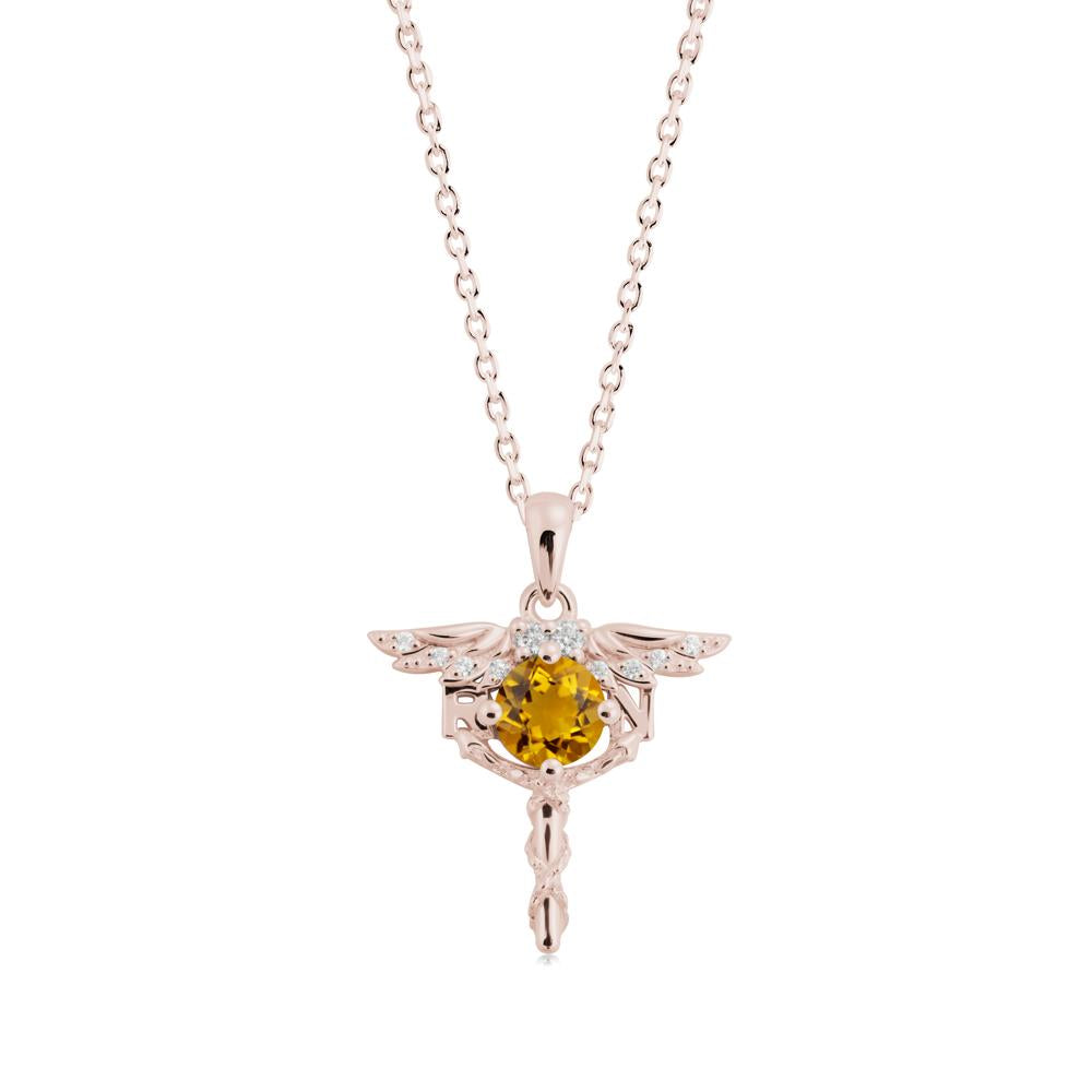 Citrine Necklace for Registered Nurse Graduation - LUO Jewelry #metal_14k rose gold