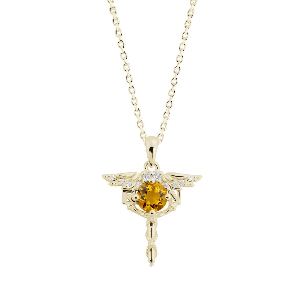 Citrine Necklace for Registered Nurse Graduation - LUO Jewelry #metal_14k yellow gold