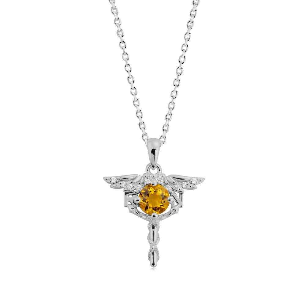 Citrine Necklace for Registered Nurse Graduation - LUO Jewelry #metal_platinum