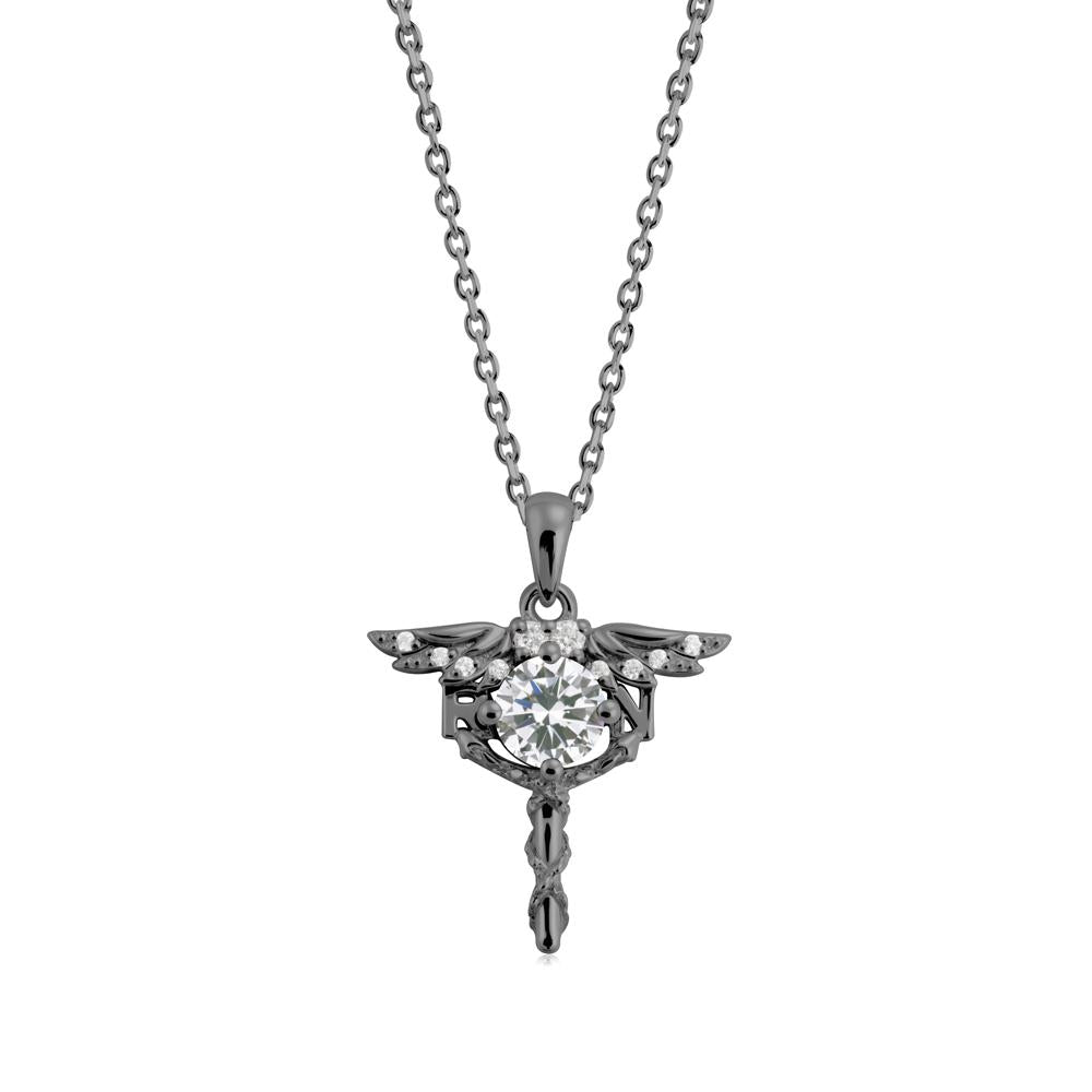 Cubic Zirconia Registered Nurse Necklace - LUO Jewelry #metal_black finish sterling silver