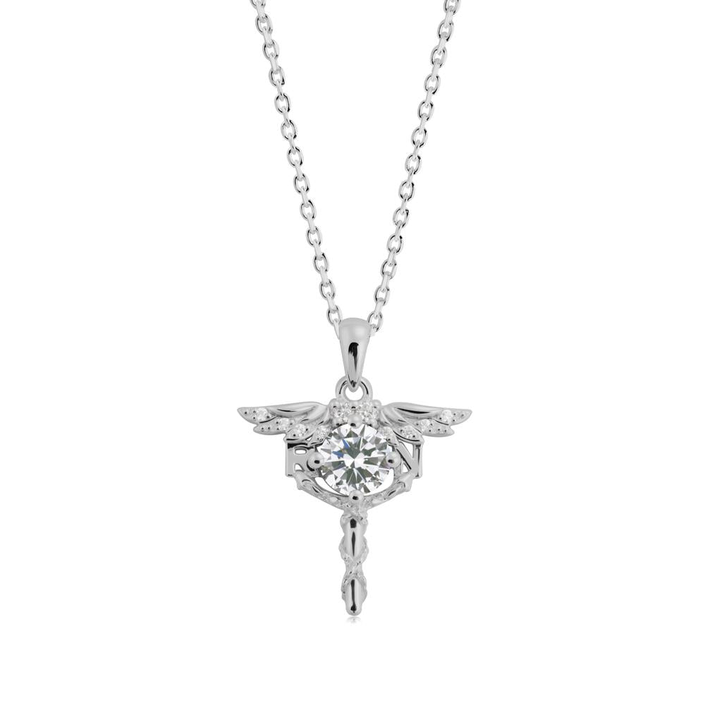 Cubic Zirconia Registered Nurse Necklace - LUO Jewelry #metal_platinum