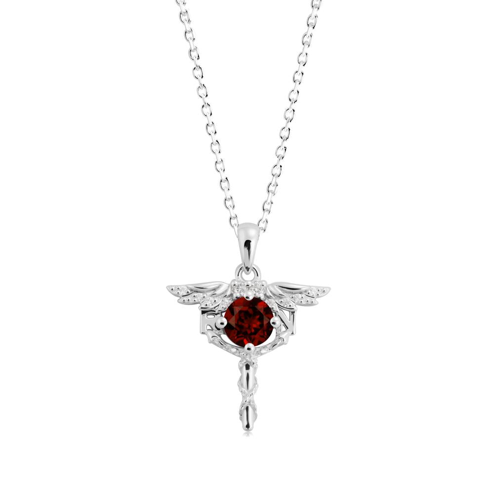 Garnet Rn Nurse Necklace - LUO Jewelry #metal_14k white gold