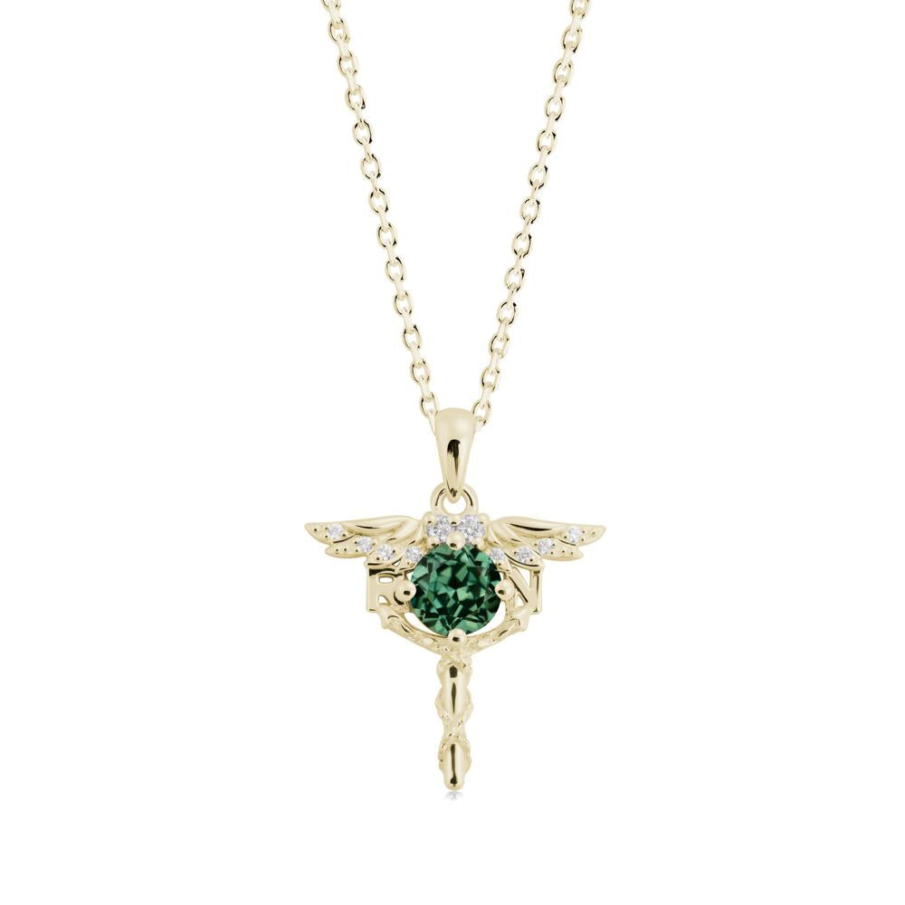 Green Sapphire Necklace for Registered Nurse Graduation - LUO Jewelry #metal_14k yellow gold