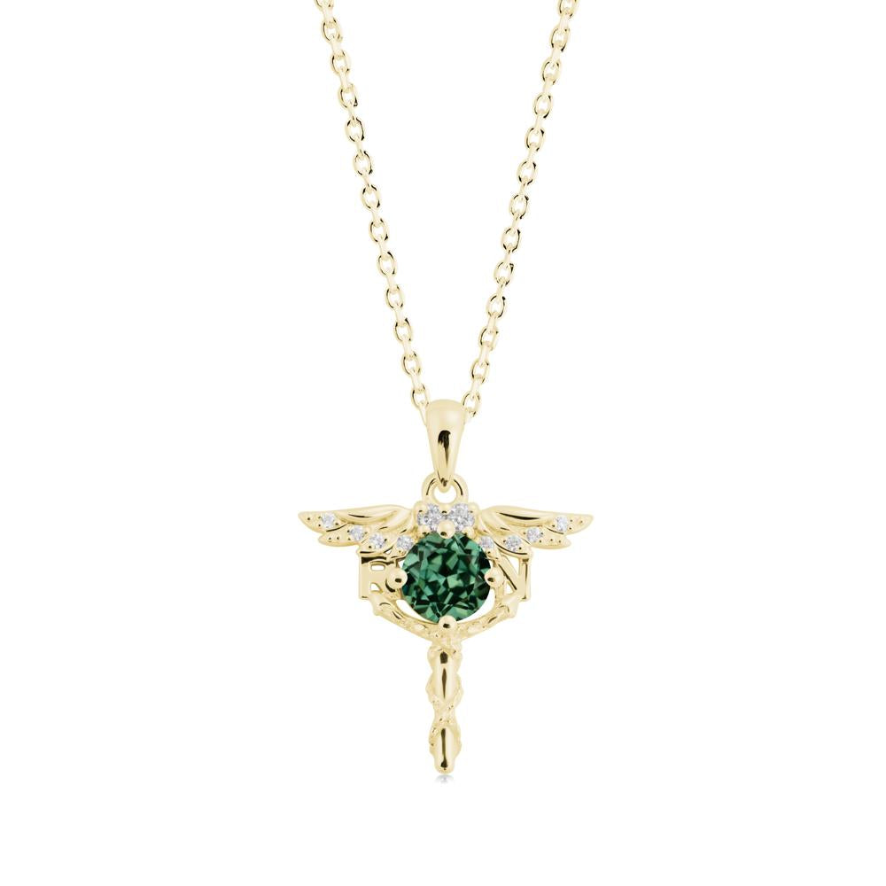 Green Sapphire Necklace for Registered Nurse Graduation - LUO Jewelry #metal_18k yellow gold