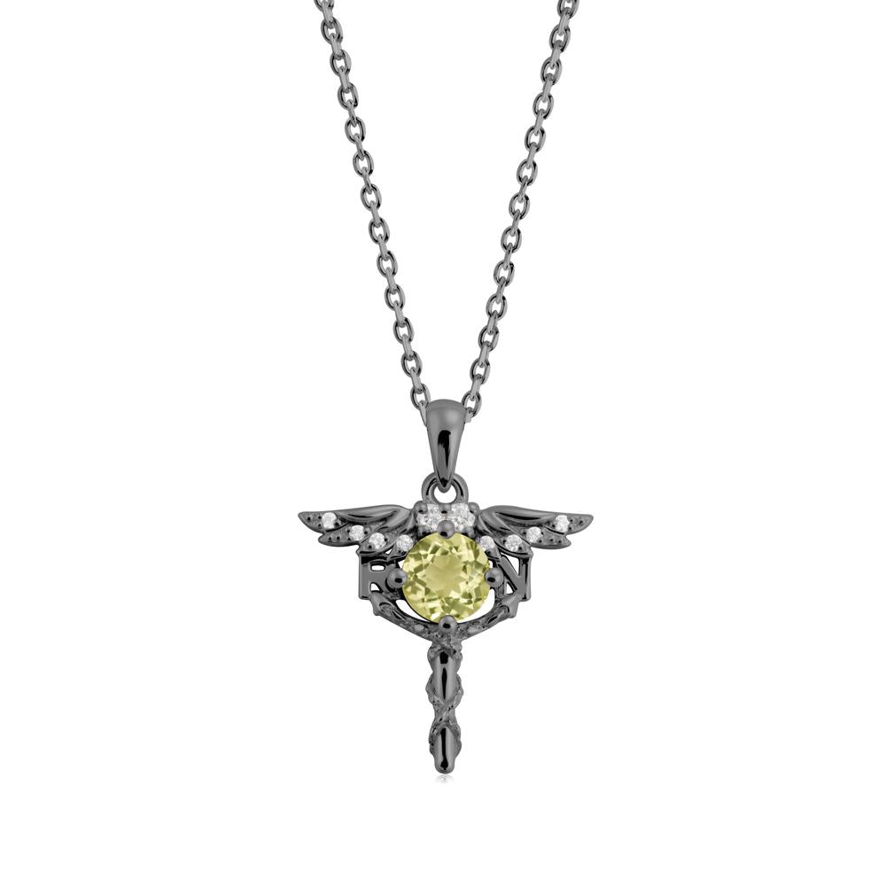 Lemon Quartz Rn Nurse Necklace - LUO Jewelry #metal_black finish sterling silver