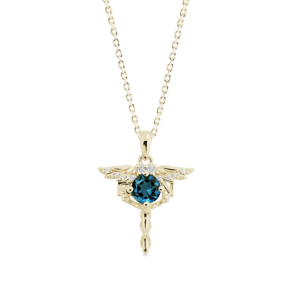 London Blue Topaz Rn Nurse Necklace - LUO Jewelry #metal_14k yellow gold