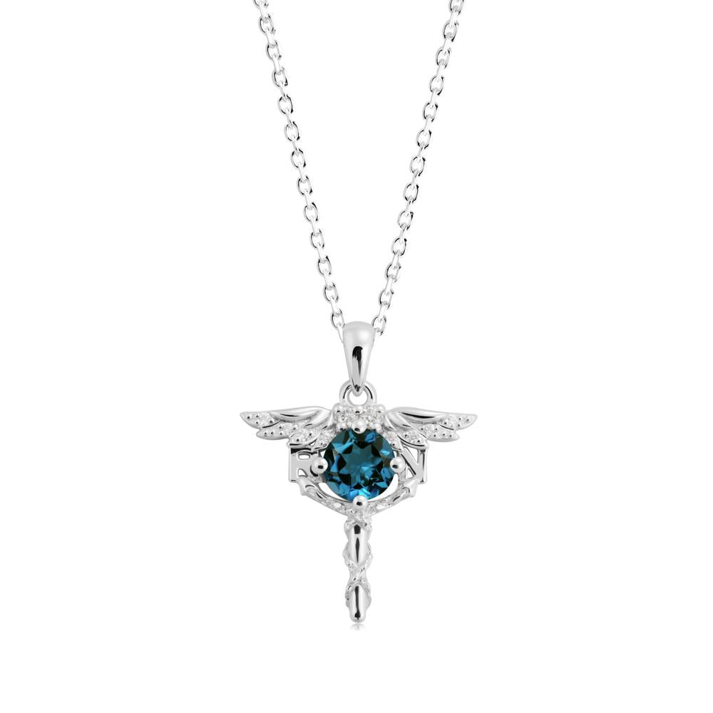 London Blue Topaz Rn Nurse Necklace - LUO Jewelry #metal_sterling silver