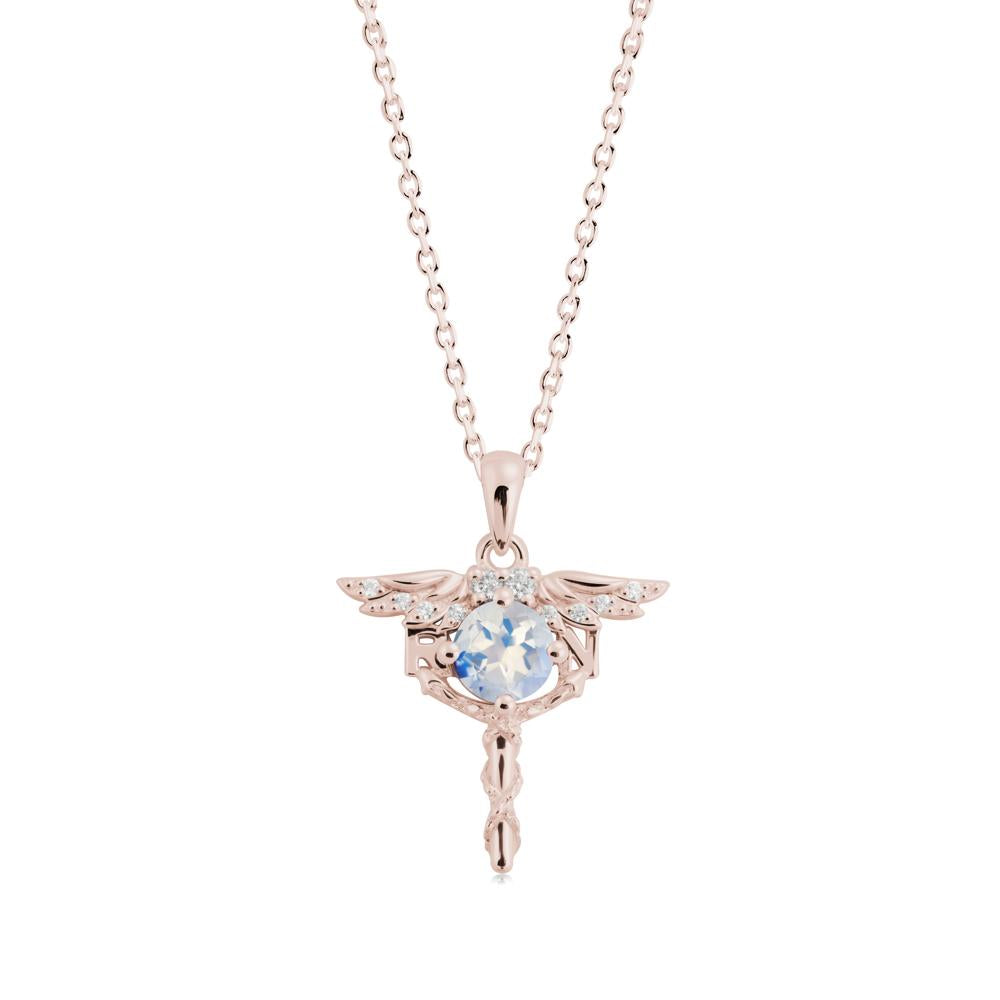 Moonstone Registered Nurse Necklace - LUO Jewelry #metal_14k rose gold