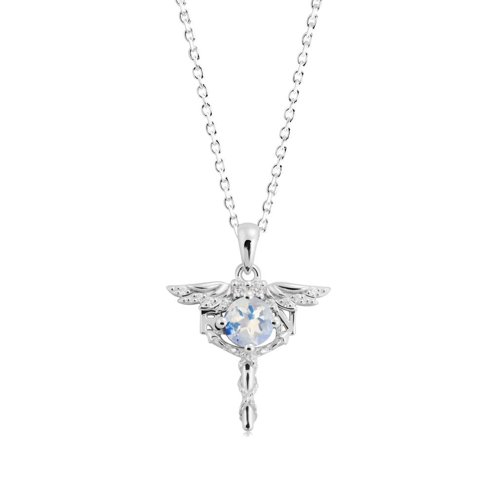 Moonstone Registered Nurse Necklace - LUO Jewelry #metal_14k white gold