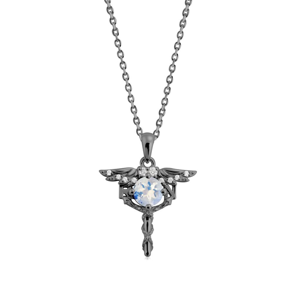 Moonstone Registered Nurse Necklace - LUO Jewelry #metal_black finish sterling silver