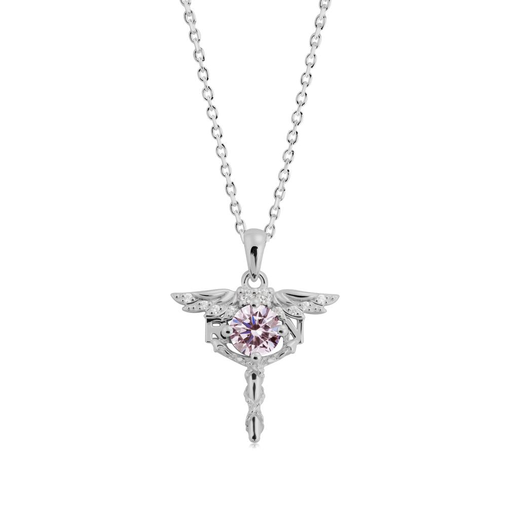 Pink Cubic Zirconia Necklace for Registered Nurse Graduation - LUO Jewelry #metal_platinum