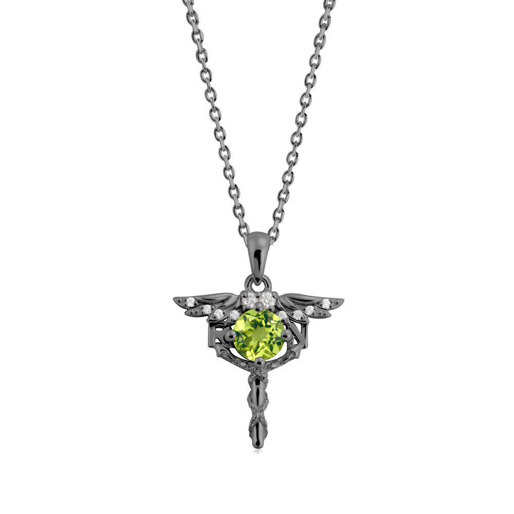 Peridot Registered Nurse Necklace - LUO Jewelry #metal_black finish sterling silver