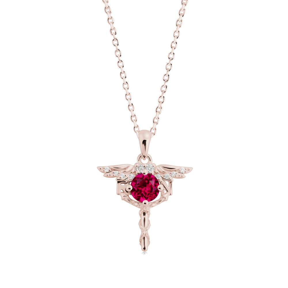 Ruby Necklace for Registered Nurse Graduation - LUO Jewelry #metal_14k rose gold