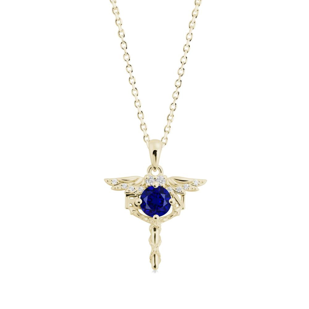 Sapphire Rn Nurse Necklace - LUO Jewelry #metal_14k yellow gold
