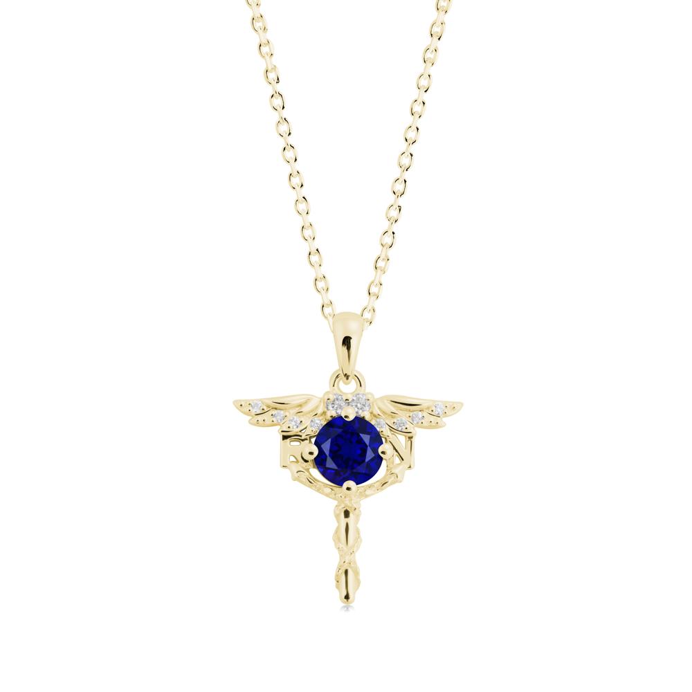 Sapphire Rn Nurse Necklace - LUO Jewelry #metal_18k yellow gold