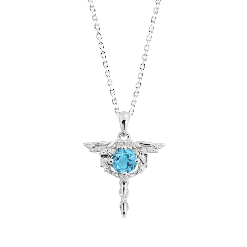Swiss Blue Topaz Registered Nurse Necklace - LUO Jewelry #metal_sterling silver
