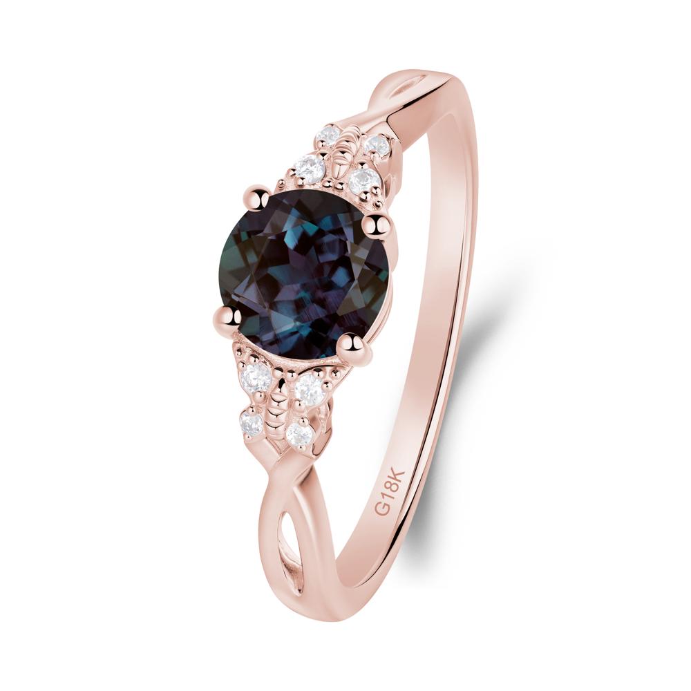Round Alexandrite Butterfly Ring - LUO Jewelry #metal_18k rose gold