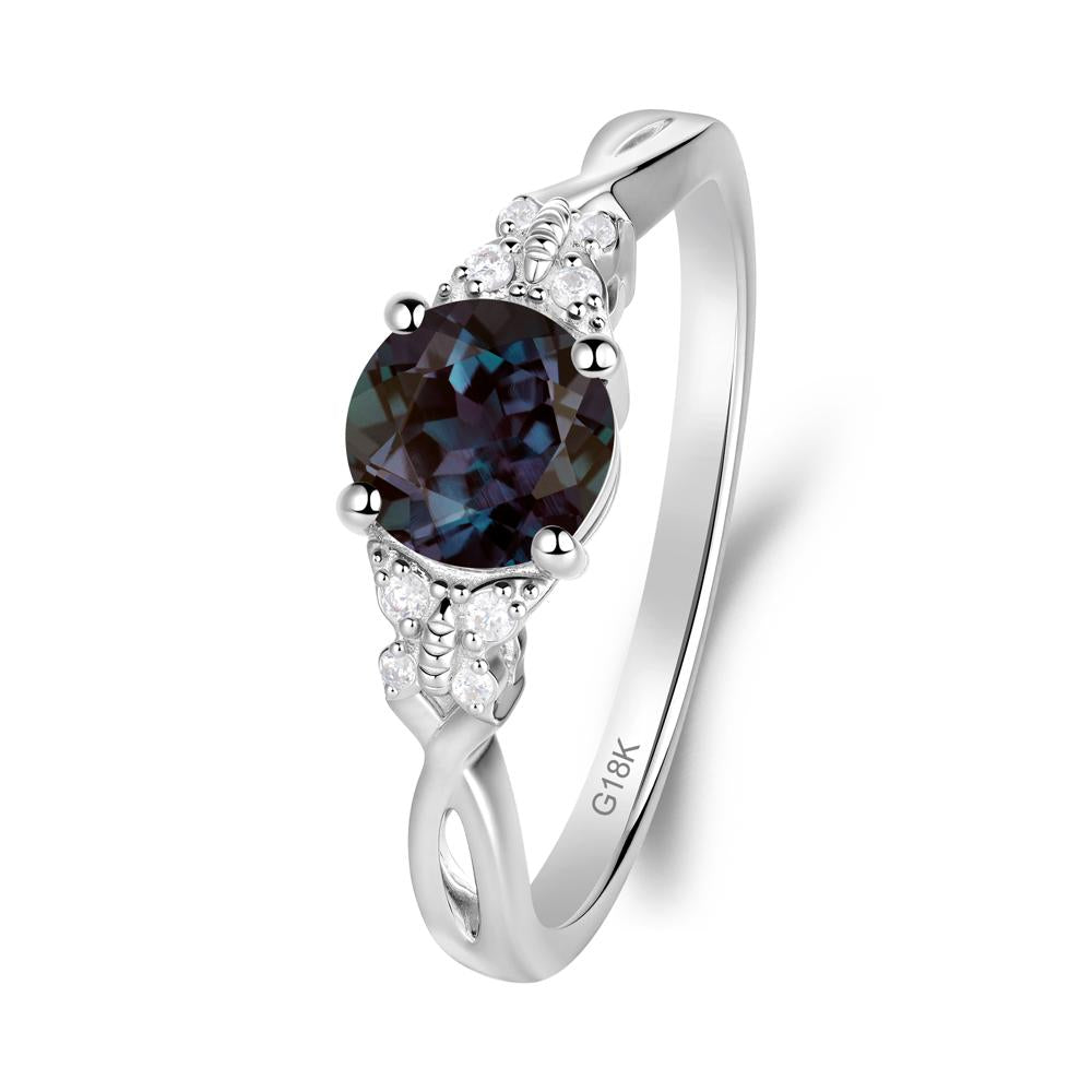 Round Alexandrite Butterfly Ring - LUO Jewelry #metal_18k white gold