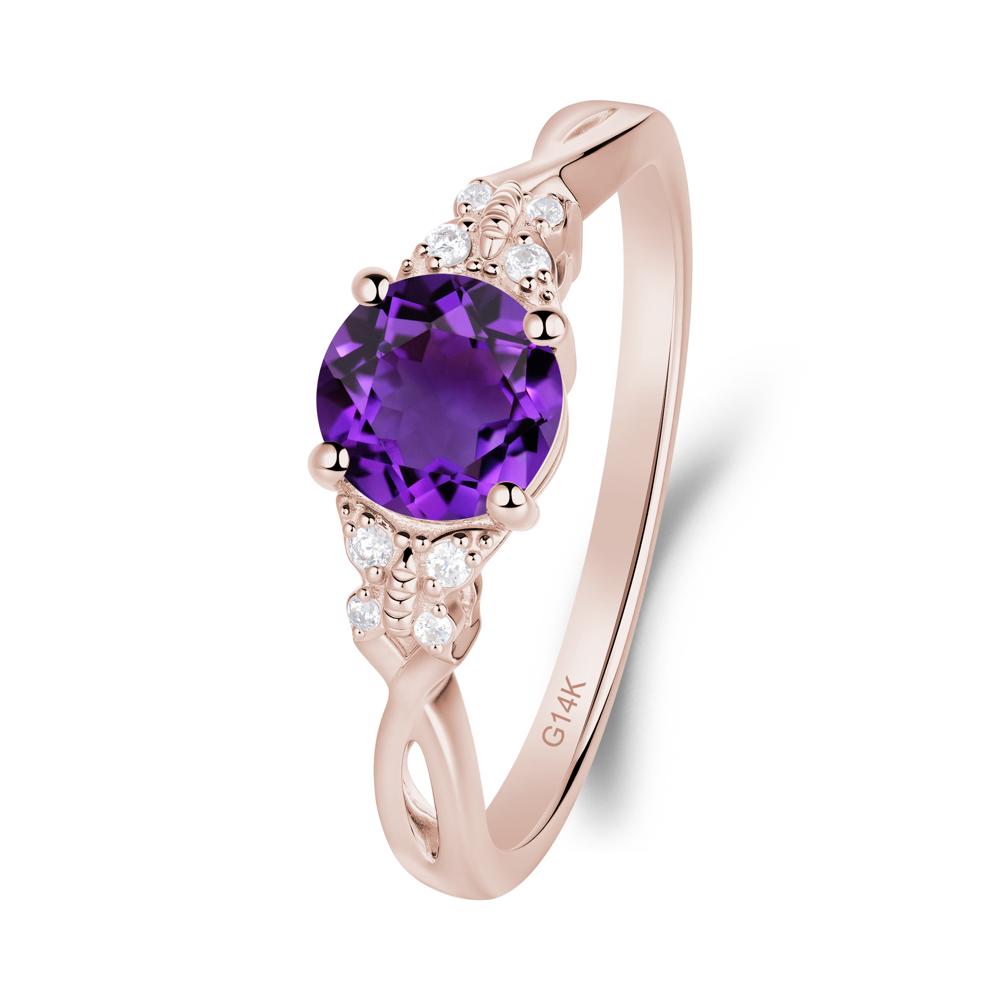 Twist Band Amethyst Ring with Butterfly Accent - LUO Jewelry #metal_14k rose gold