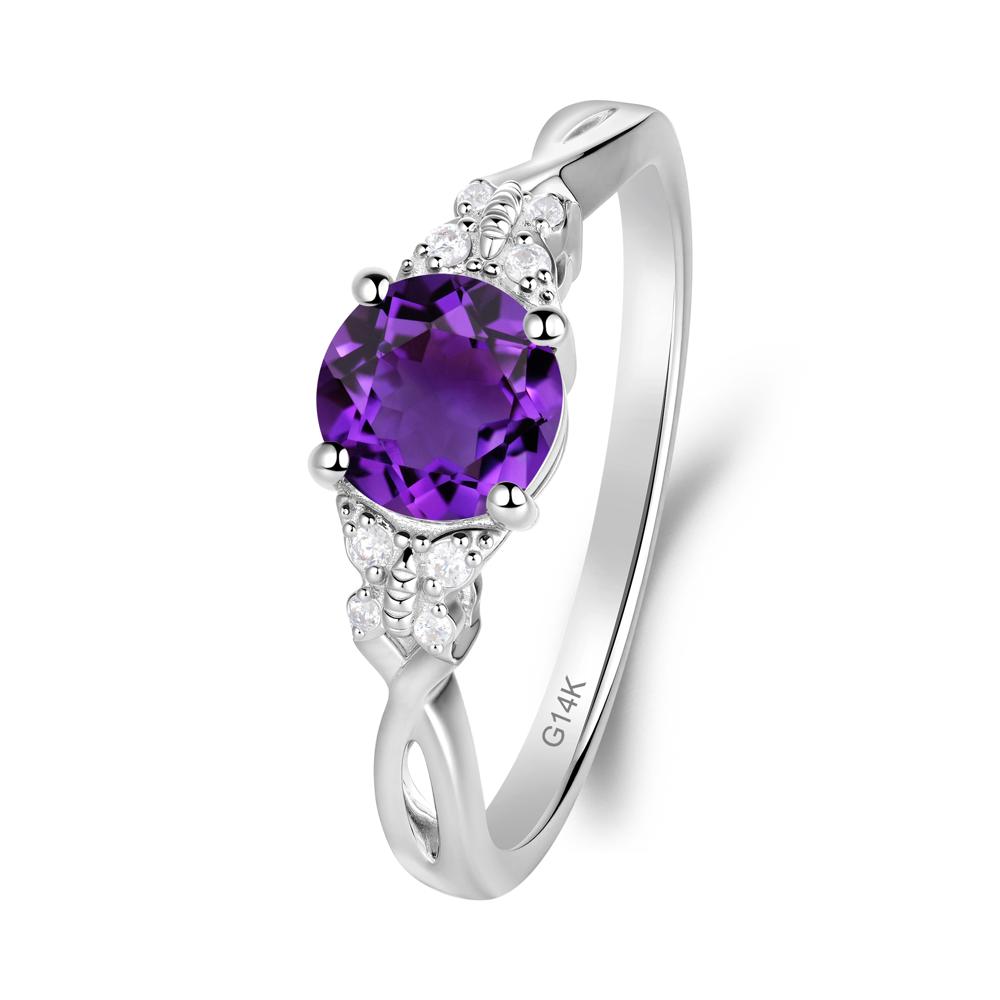 Twist Band Amethyst Ring with Butterfly Accent - LUO Jewelry #metal_14k white gold